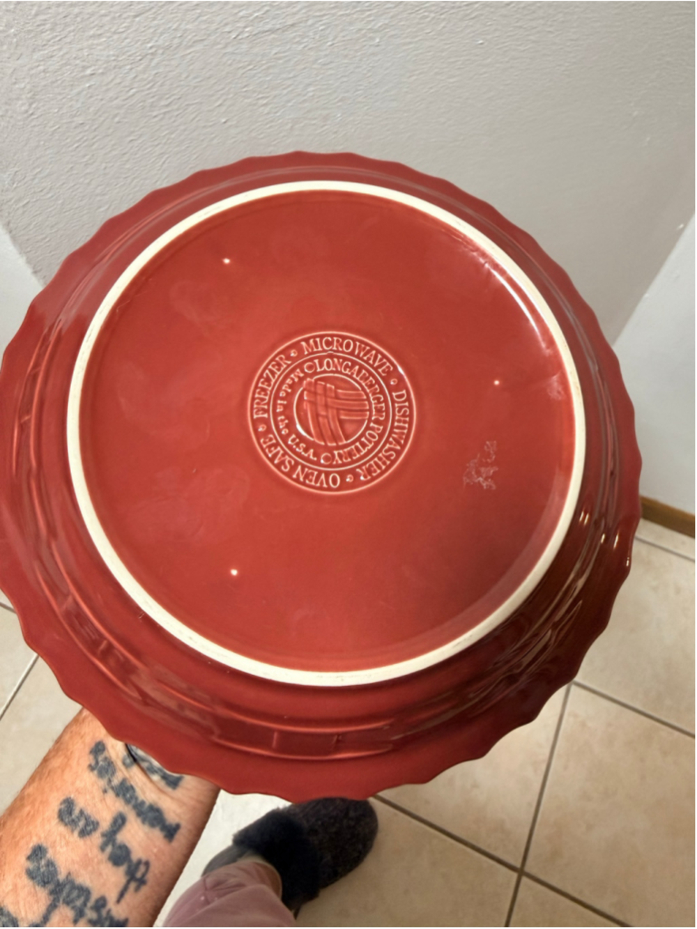 Longaberger Pottery Pie Dish Bakeware One Size Red - Picture 6 of 8